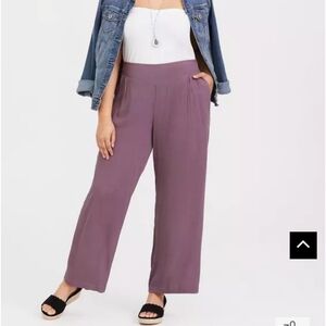 TORRID Mauve Purple Rayon Gauze Lightweight Wide Leg Pull On Pants 1X